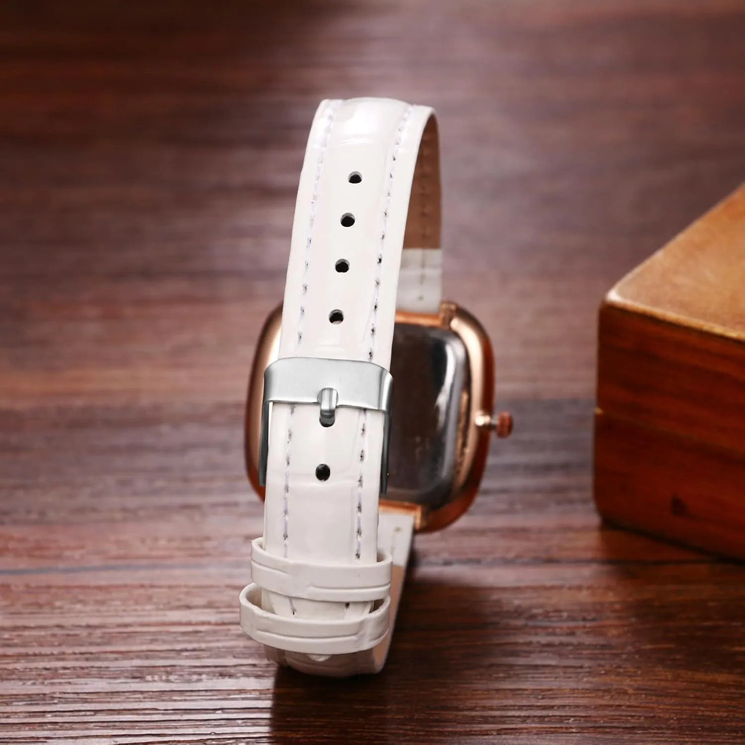 Avaner Women's Leather Square Watches: Slim Strap Rhinestones Bracelet Analog Quartz Ladies Elegant Wrist Watches