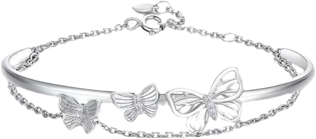 Charm Bracelets for Women Teen Girls Double Chain Bracelet Butterfly Fairy Female Senior Feeling Hollow Out Smilelty-34