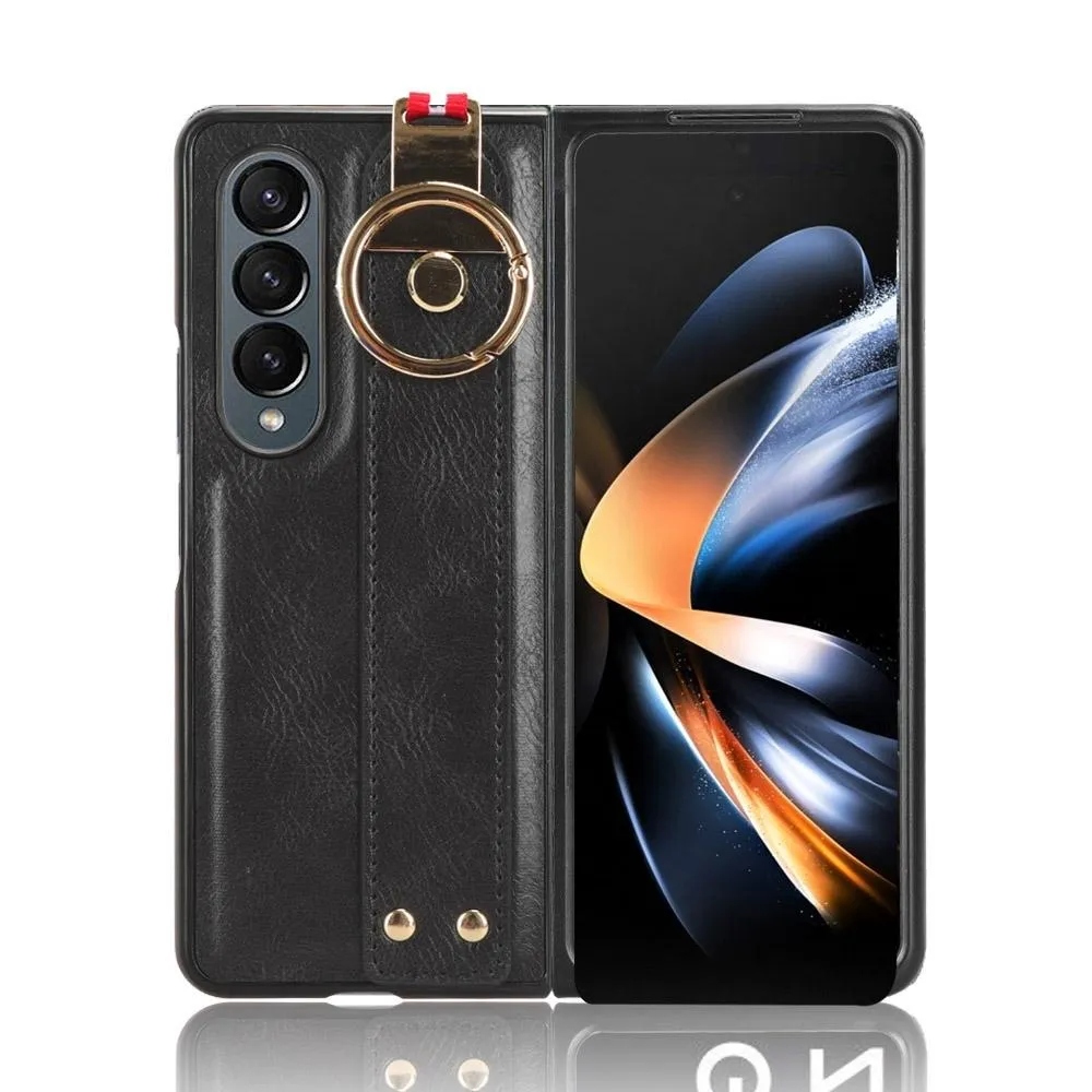 For Samsung Galaxy z Fold4 5G Leather Wristband Phone Case - Back Cover