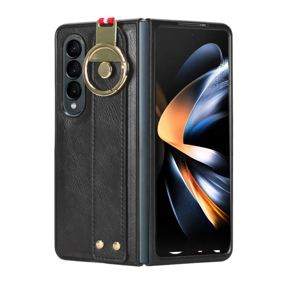 For Samsung Galaxy z Fold4 5G Leather Wristband Phone Case - Back Cover