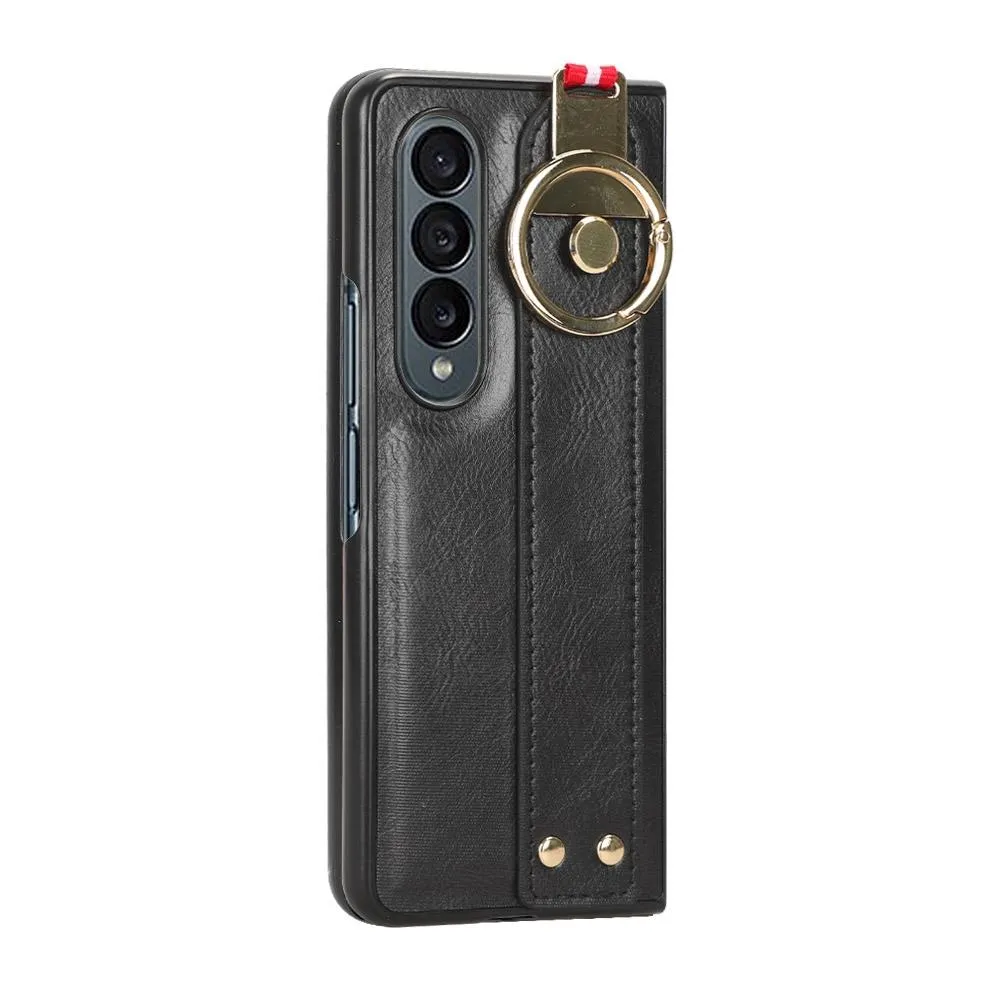 For Samsung Galaxy z Fold4 5G Leather Wristband Phone Case - Back Cover