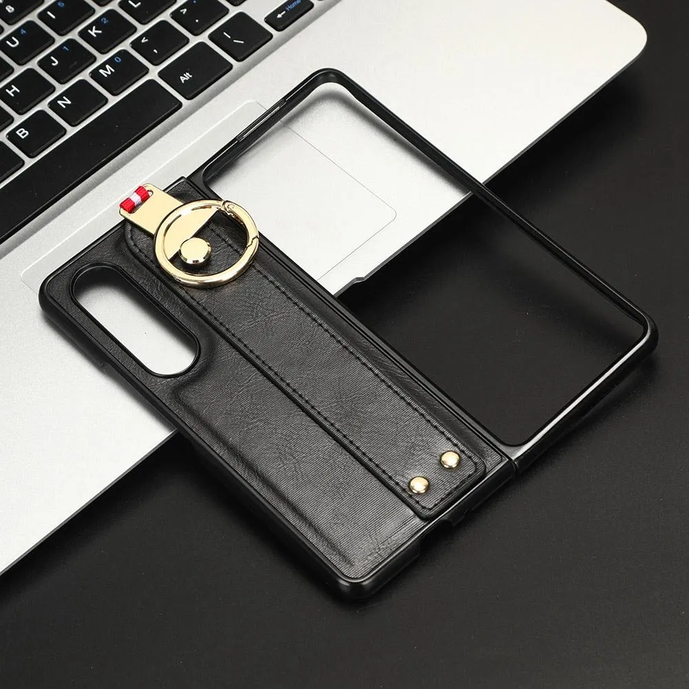 For Samsung Galaxy z Fold4 5G Leather Wristband Phone Case - Back Cover