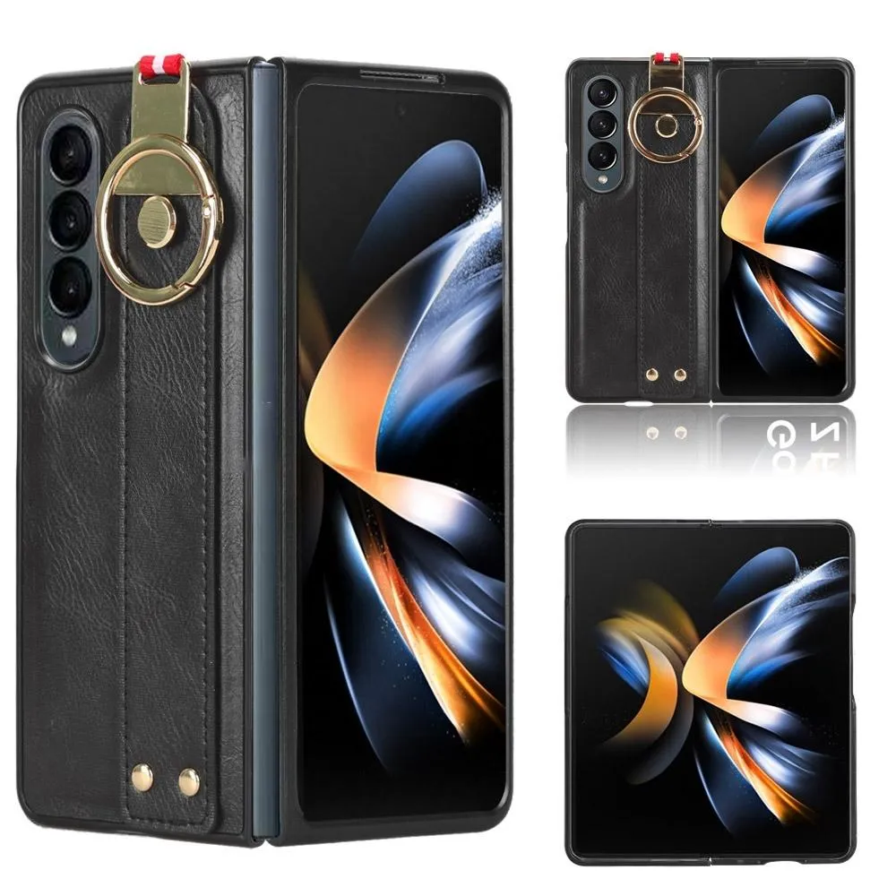 For Samsung Galaxy z Fold4 5G Leather Wristband Phone Case - Back Cover