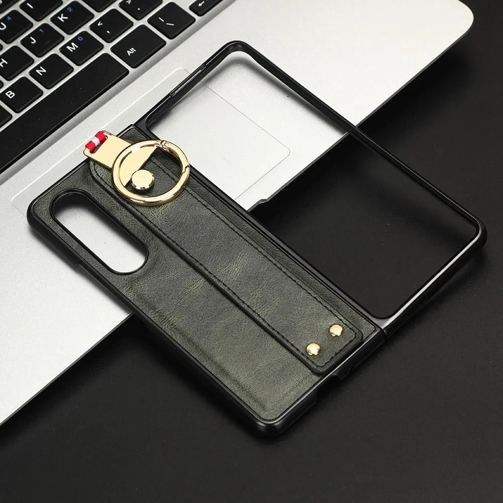 For Samsung Galaxy z Fold4 5G Leather Wristband Phone Case - Back Cover