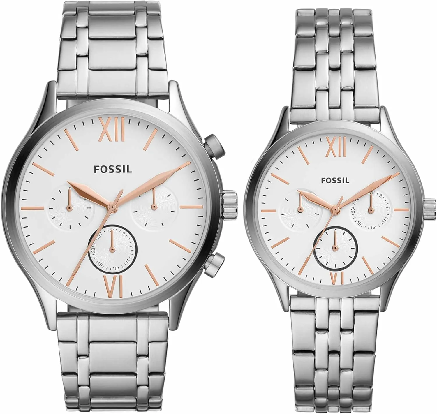 His and Her Fenmore Multifunction Stainless Steel Watch Gift Set