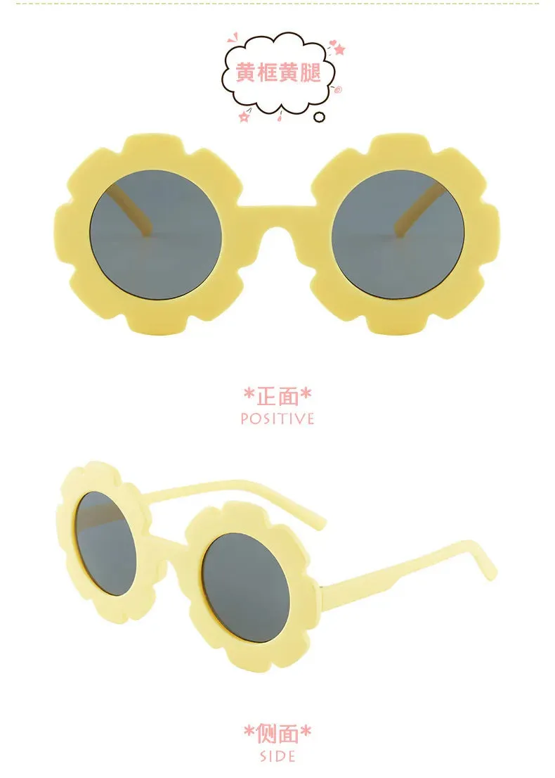New Tire Flower Round Frame Sun Glasses Cute Decorative for Girls Boys Children Kids Outdoor Sun Protection Eyeglasses