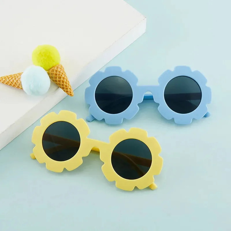 New Tire Flower Round Frame Sun Glasses Cute Decorative for Girls Boys Children Kids Outdoor Sun Protection Eyeglasses
