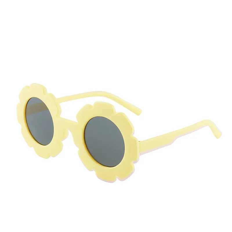 New Tire Flower Round Frame Sun Glasses Cute Decorative for Girls Boys Children Kids Outdoor Sun Protection Eyeglasses