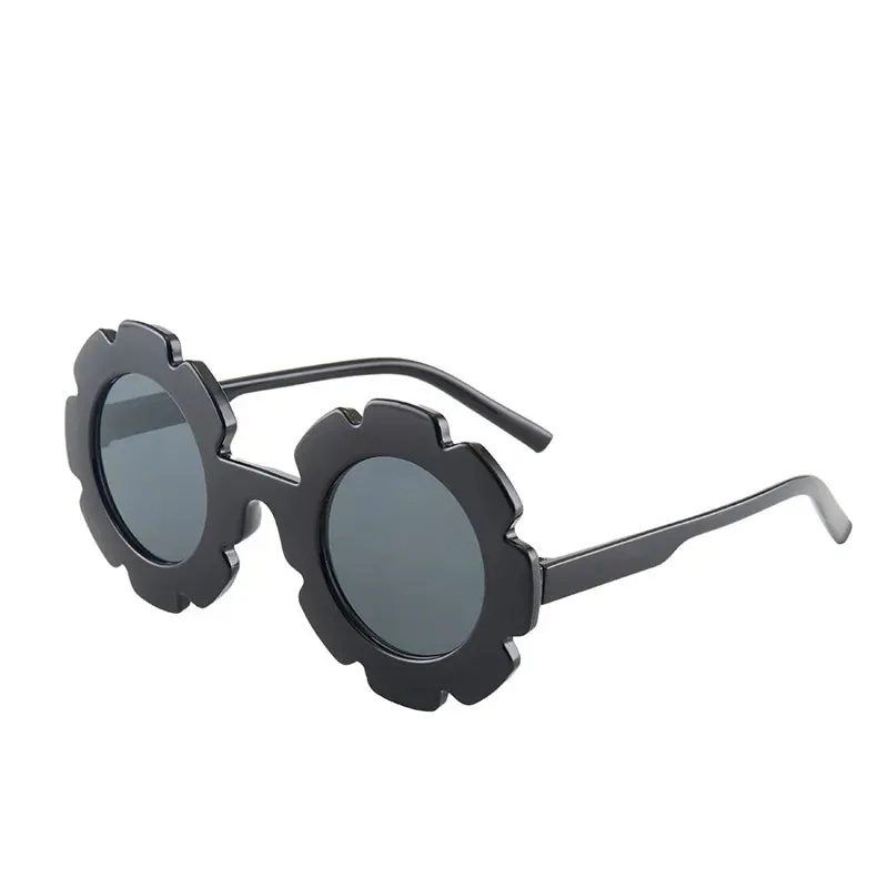 New Tire Flower Round Frame Sun Glasses Cute Decorative for Girls Boys Children Kids Outdoor Sun Protection Eyeglasses