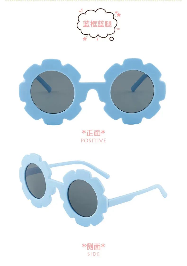 New Tire Flower Round Frame Sun Glasses Cute Decorative for Girls Boys Children Kids Outdoor Sun Protection Eyeglasses