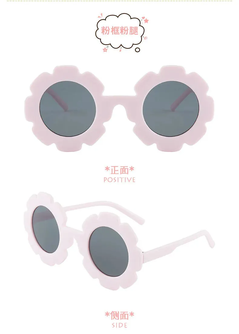 New Tire Flower Round Frame Sun Glasses Cute Decorative for Girls Boys Children Kids Outdoor Sun Protection Eyeglasses