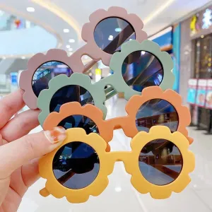 New Tire Flower Round Frame Sun Glasses Cute Decorative for Girls Boys Children Kids Outdoor Sun Protection Eyeglasses