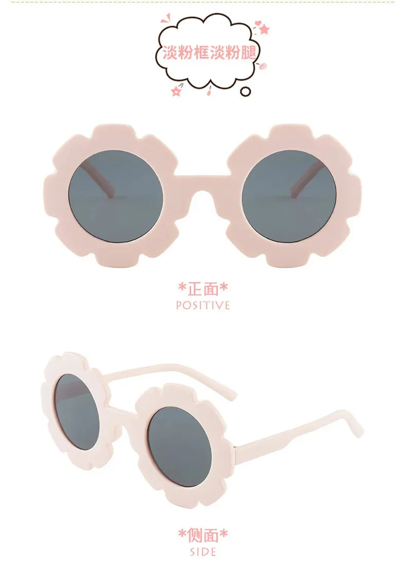 New Tire Flower Round Frame Sun Glasses Cute Decorative for Girls Boys Children Kids Outdoor Sun Protection Eyeglasses