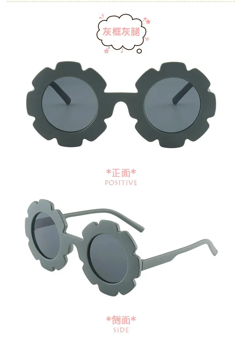 New Tire Flower Round Frame Sun Glasses Cute Decorative for Girls Boys Children Kids Outdoor Sun Protection Eyeglasses