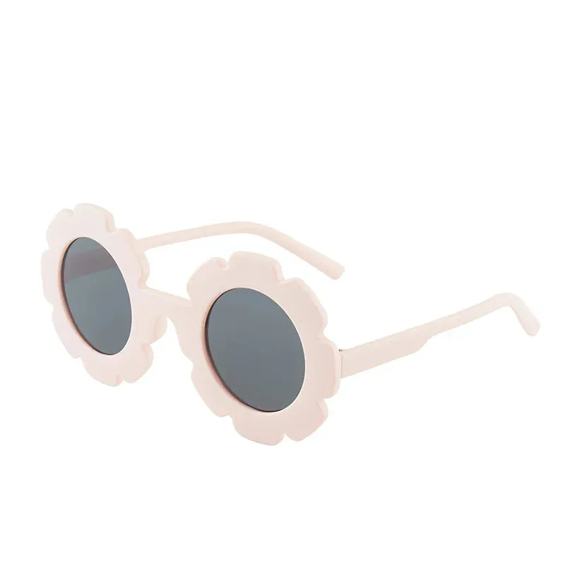 New Tire Flower Round Frame Sun Glasses Cute Decorative for Girls Boys Children Kids Outdoor Sun Protection Eyeglasses
