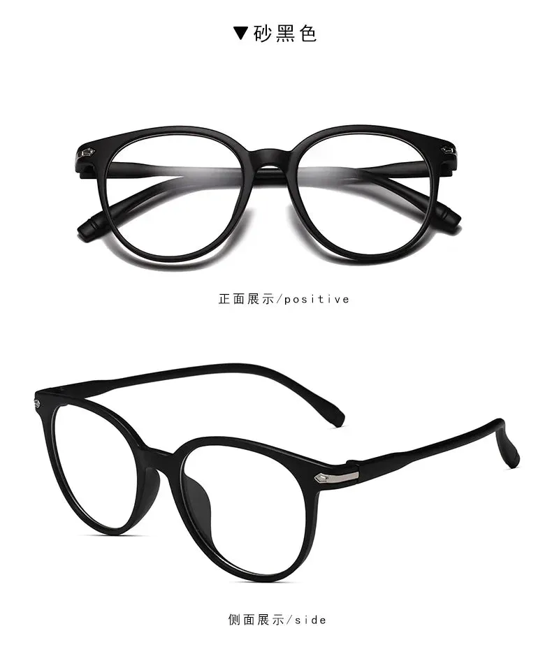 New transparent Plain glasses PC plain glass spectacles vintage eyeglass round frame glasses