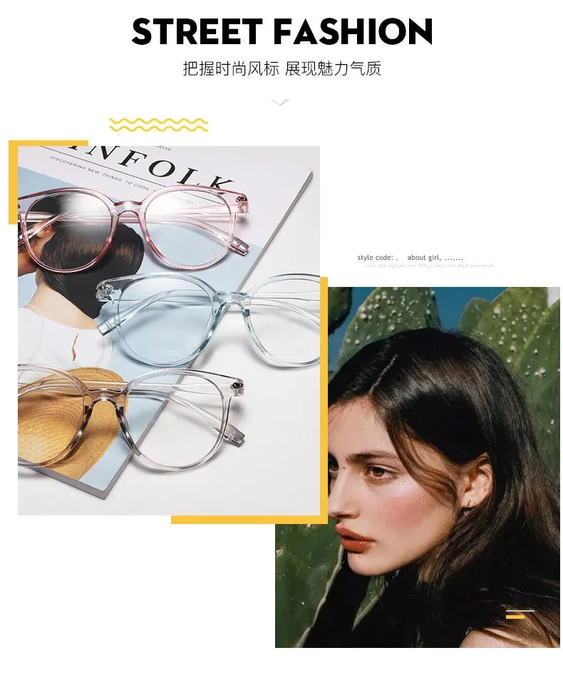 New transparent Plain glasses PC plain glass spectacles vintage eyeglass round frame glasses
