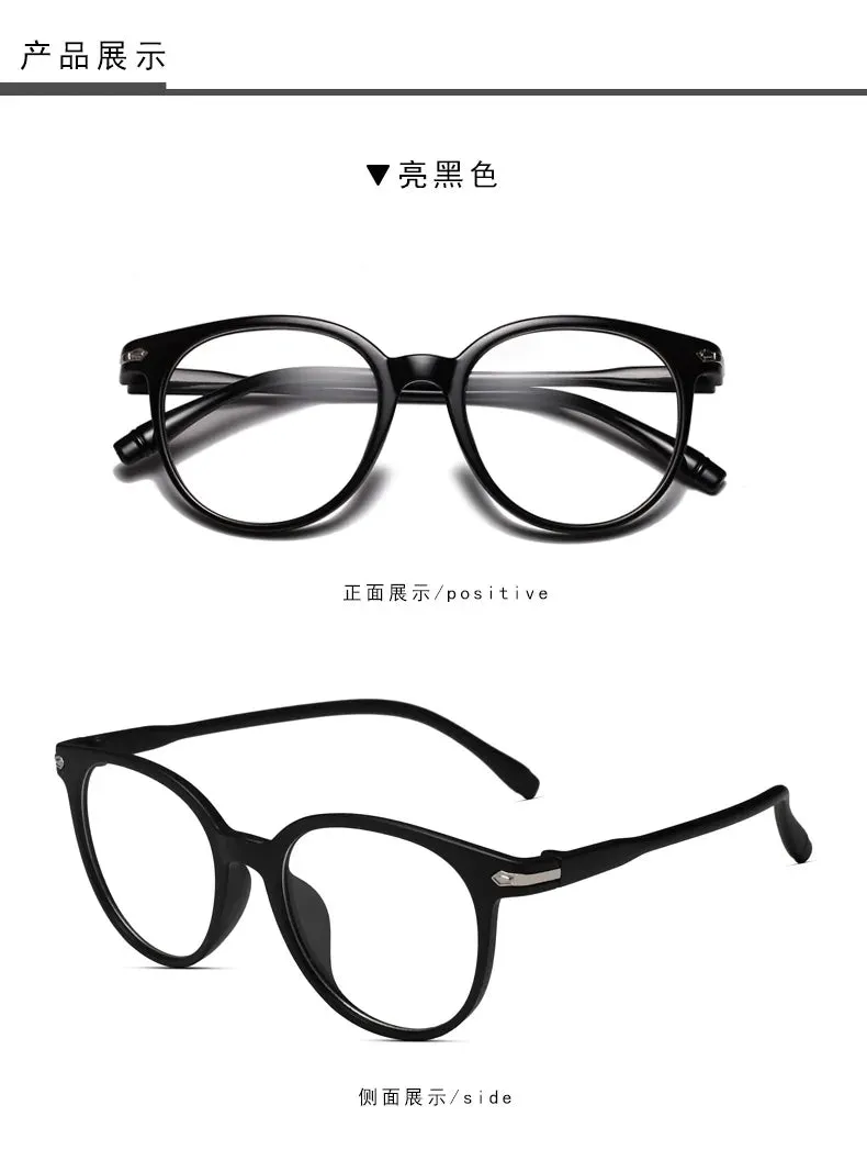 New transparent Plain glasses PC plain glass spectacles vintage eyeglass round frame glasses