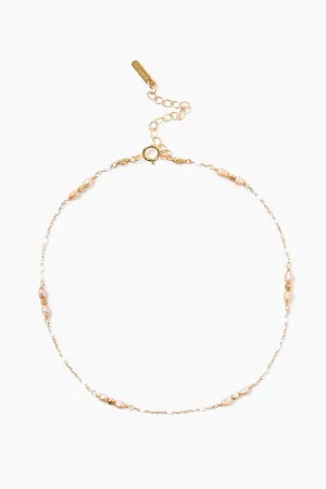 Pearl and White Enamel Bead Anklet