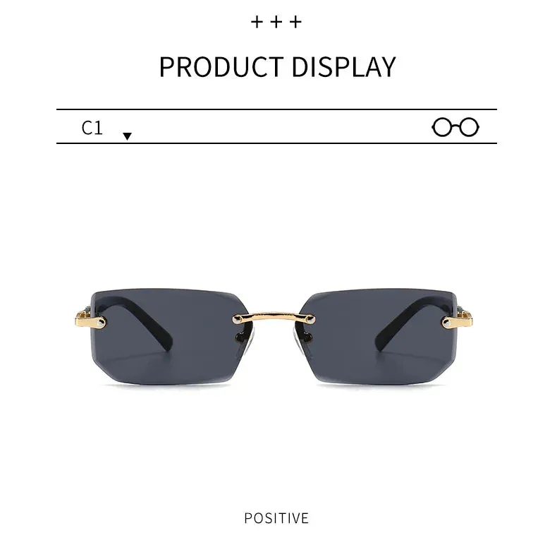 Rimless Sunglasses Rectangle Fashion Popular Women Men Shades Small Square Sun Glasses For Female male Summer Traveling Oculos