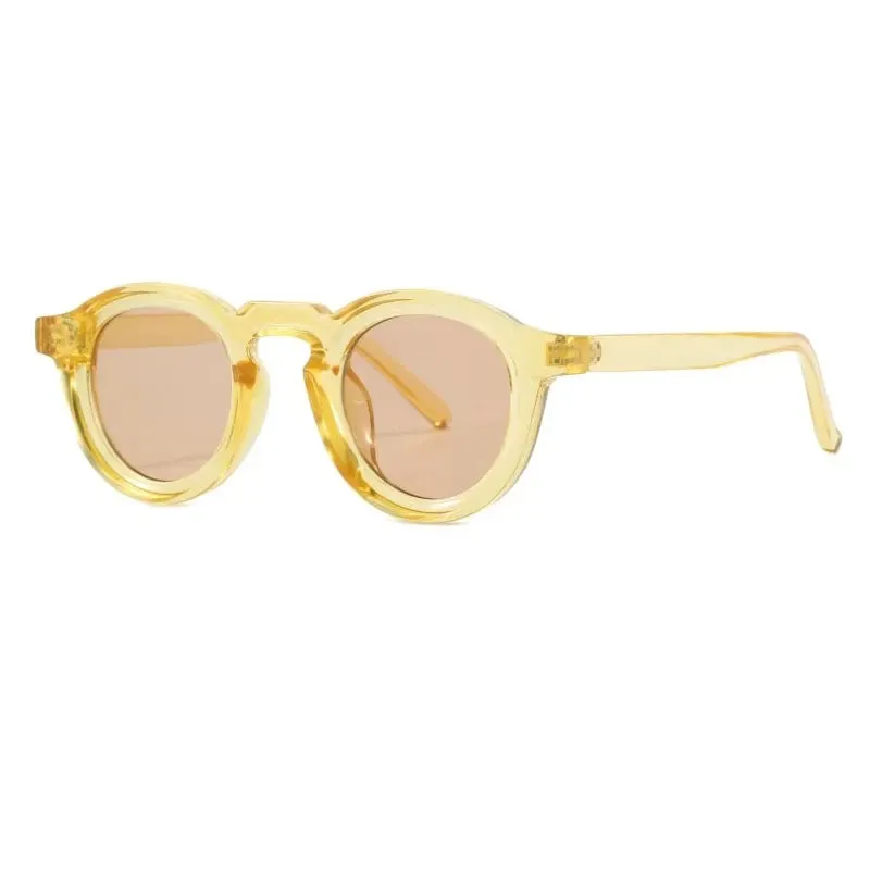 Round Sunglasses Women Men Punk Shades Retro Trending Sun Glasses Clear Lens Frame UV400 Female