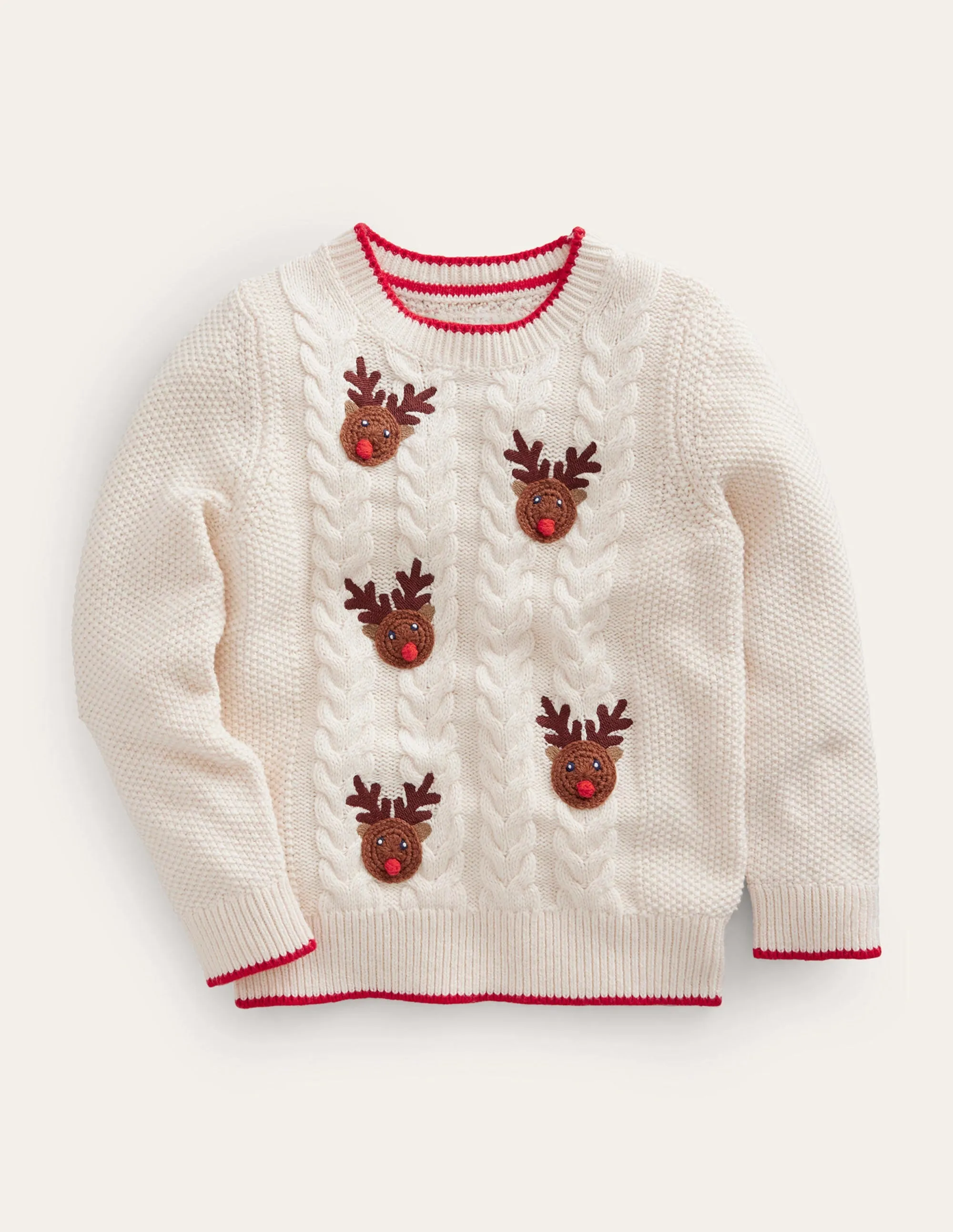 Rudolph Pom Pom Jumper-Ecru Marl
