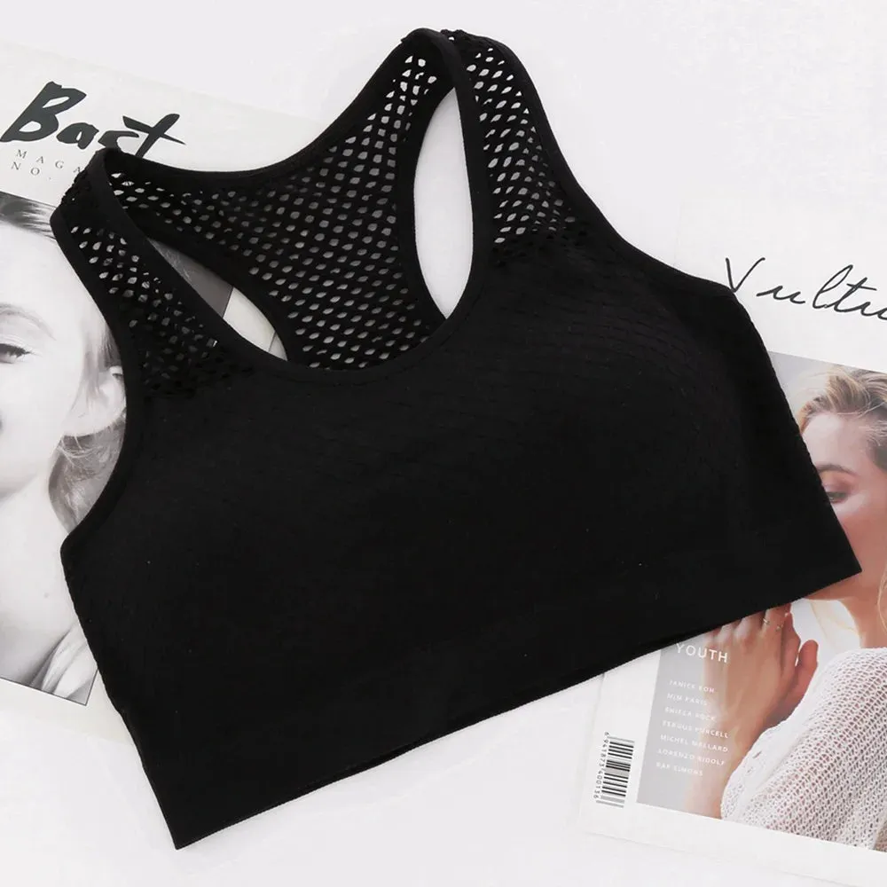 Seamless Mesh Sports Bra - Shockproof Yoga Top