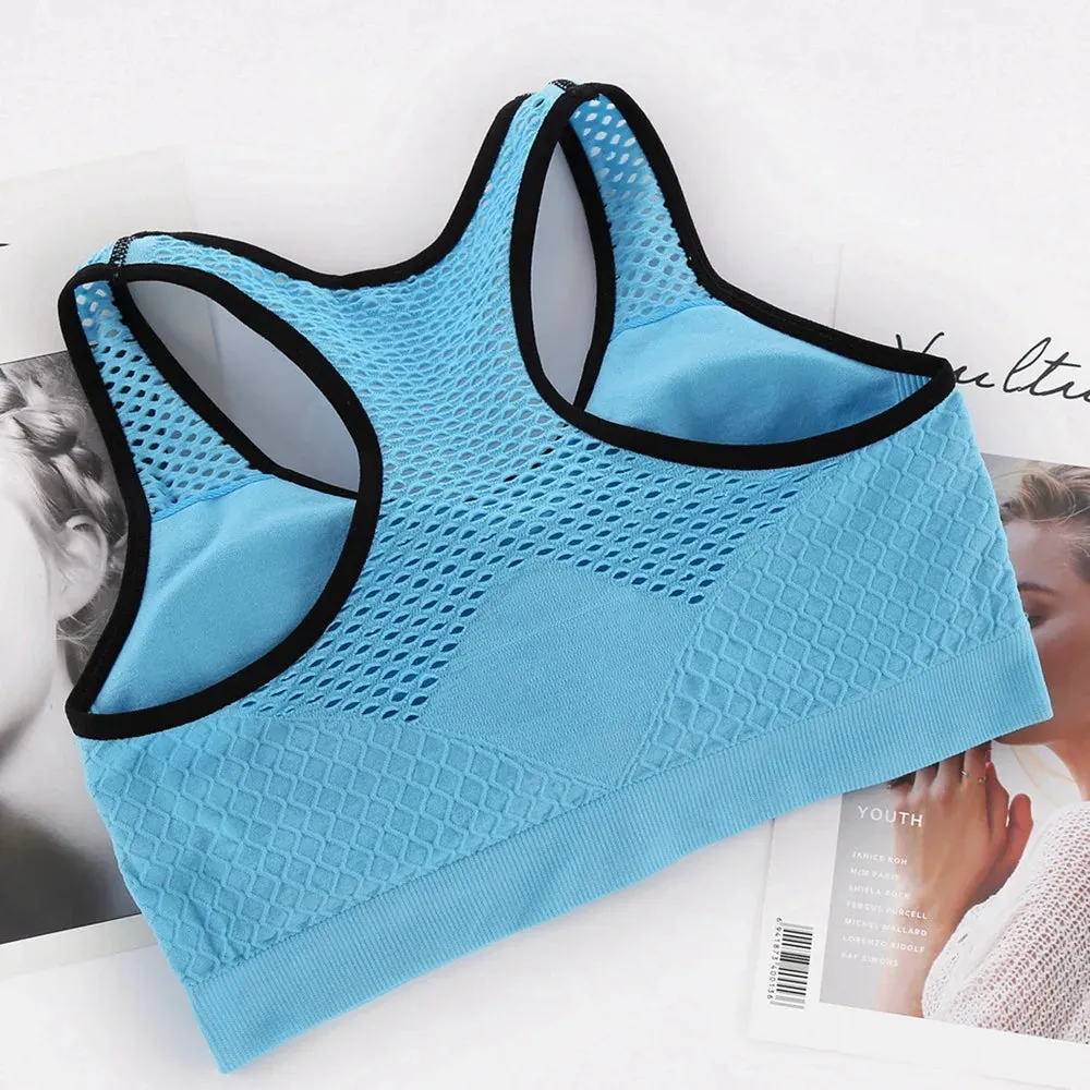 Seamless Mesh Sports Bra - Shockproof Yoga Top