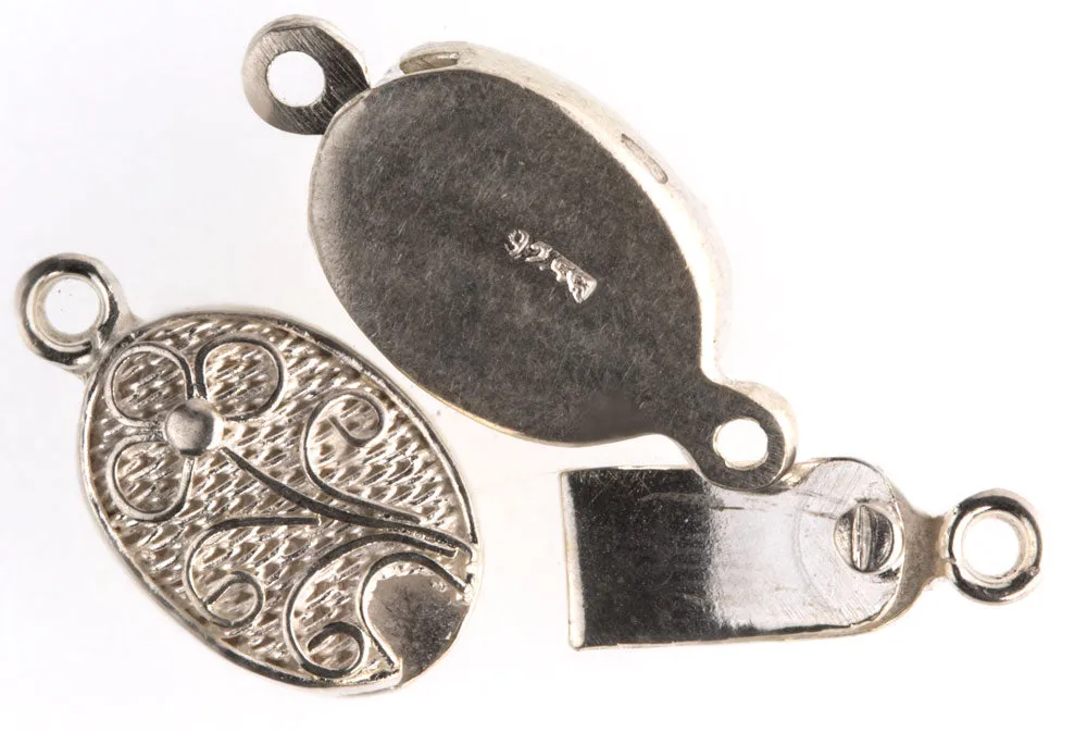 Sterling silver filigree clasp, 9x12mm, pkg of 1. b8-0184-2