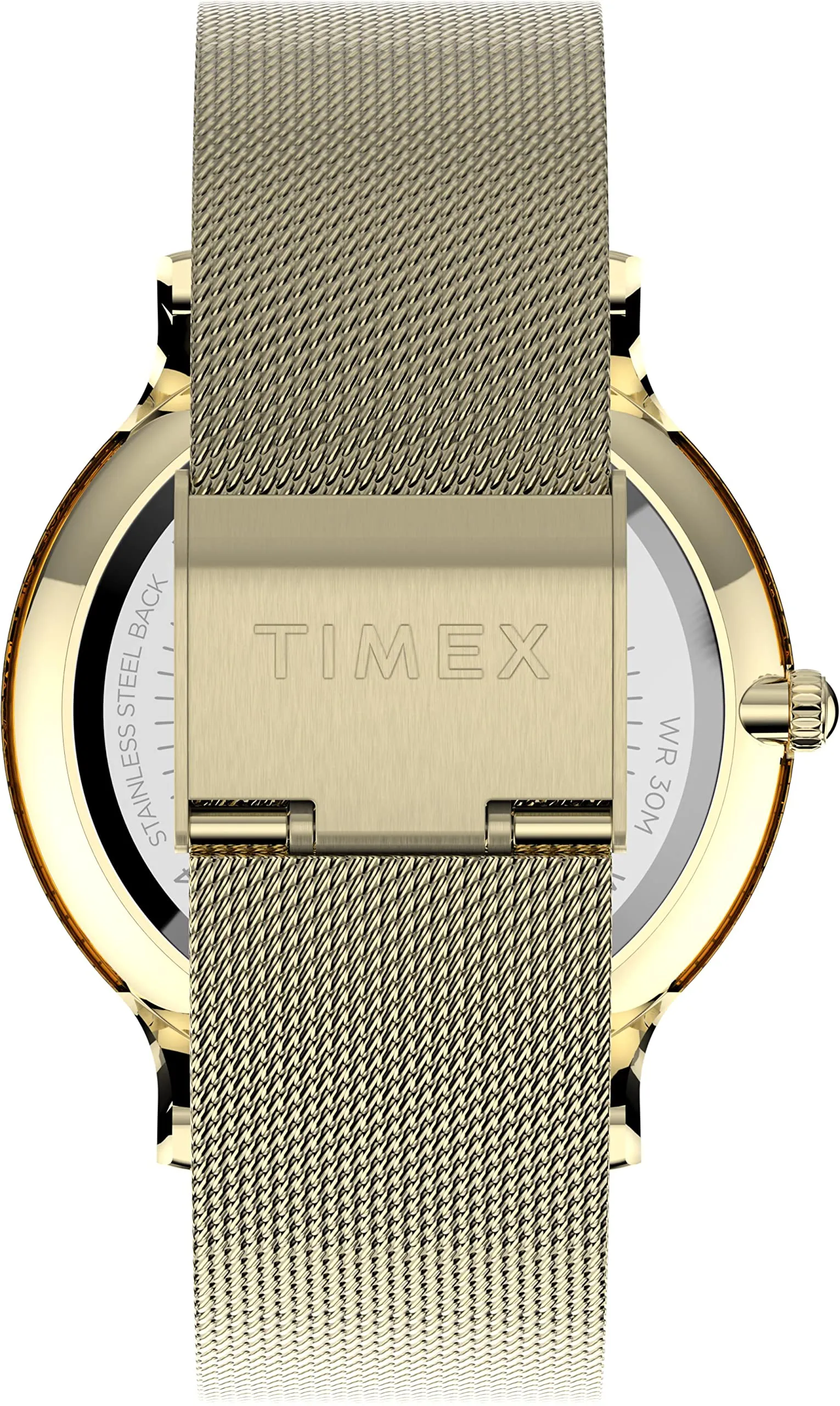 TIMEX Women Stainless Steel 3 Hands Analog White Dial Coloured Quartz Watch, Round Dial With 38 Mm Case Width - Tw2T74100Uj, Band Color-Gold