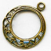 Vintage brass filigree hoop. 12mm Pkg. of 4. b9-0867(e)